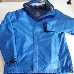 LL Bean Mens Medium Trail Model 3-in-1 Rain Jacket Waterproof Insulated Tek Blue